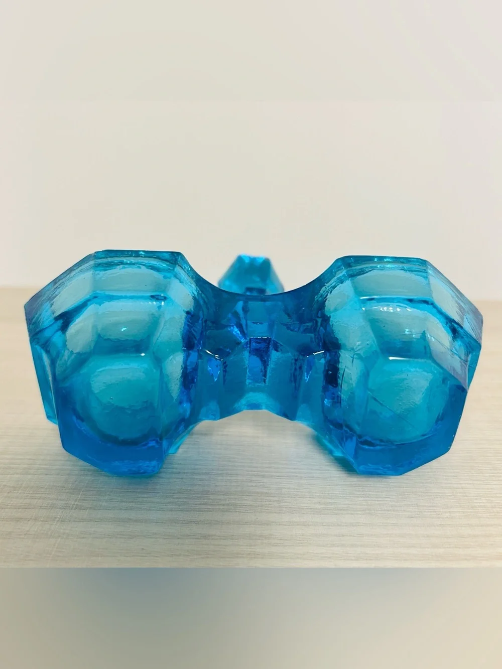 Vintage Art Deco Blue Glass Salt & Pepper Cellar Stand - Double Pinch Dip Stand